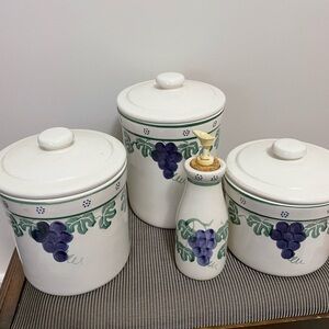 Authentic Vintage Santa Ana Crock Shop Ceramic Canister and more set